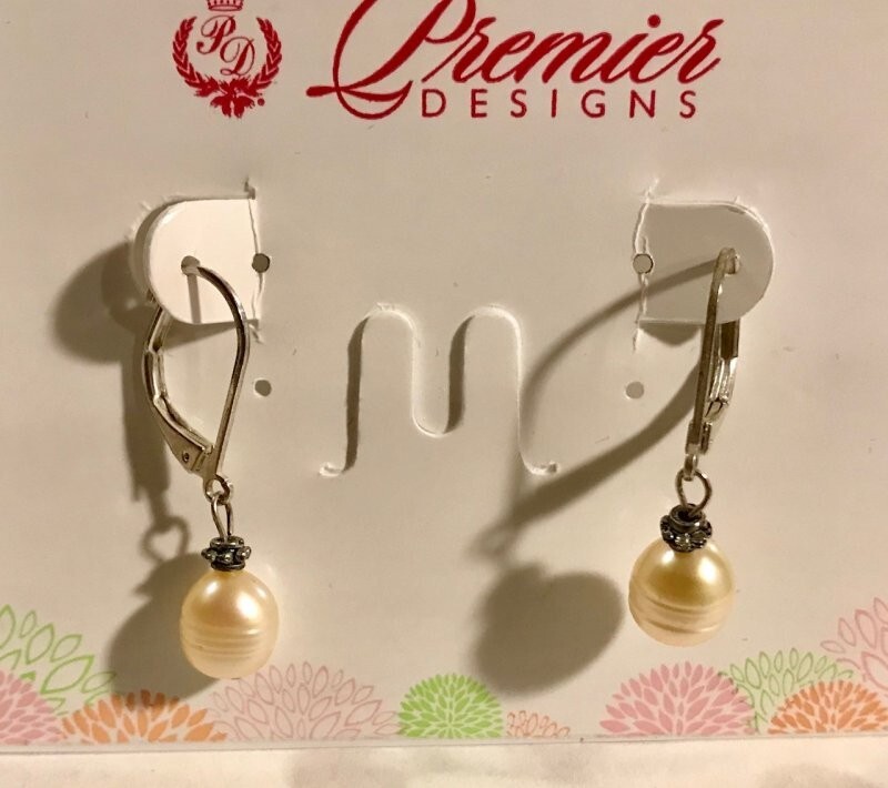 Premier Designs Jewelry SARINA Gold Plated Faux Pearl Earrings New