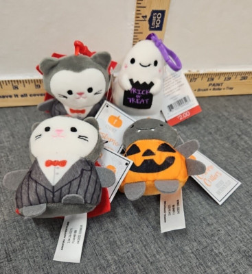 Four 2022 Costume Critter Backpack Clips 2 Vampires Ghost Spider Halloween Plush