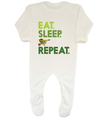 Gardening Baby Grow Sleepsuit Eat Sleep Gardening Repeat Boys Girls Gift