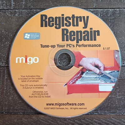 Windows Registry Repair Software Utility Migo PC CD-Rom Tune Up Performance 