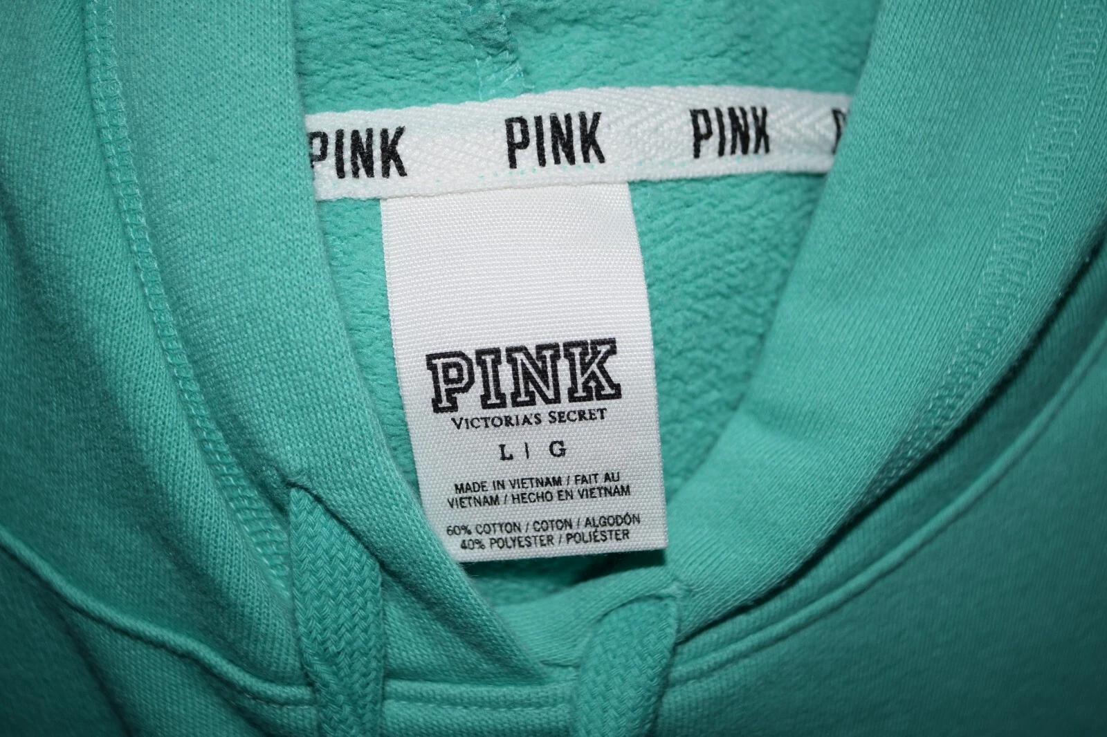 UNDERCOVER Felpa con cappuccio Victoria's Secret ROSA taglia L verde logo cane davanti petto sinistro