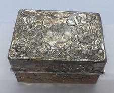 Chinese Antique Floral Sterling Silver Soap Box With Insert