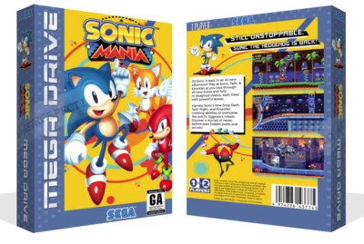 - Funda de caja de juego de repuesto Sonic Mania + cubierta solo obra de arte (sin juego)
