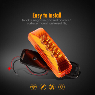 Partsam 2pcs 2" Round Amber 9LED Marker Lights, 2Pcs 4 In Round LED Trailer Lights Red Lotus Pattern With Strobe Function Stop Turn Tail Running Lamps Chrome Bezel, 12V IP65 - Foto 2