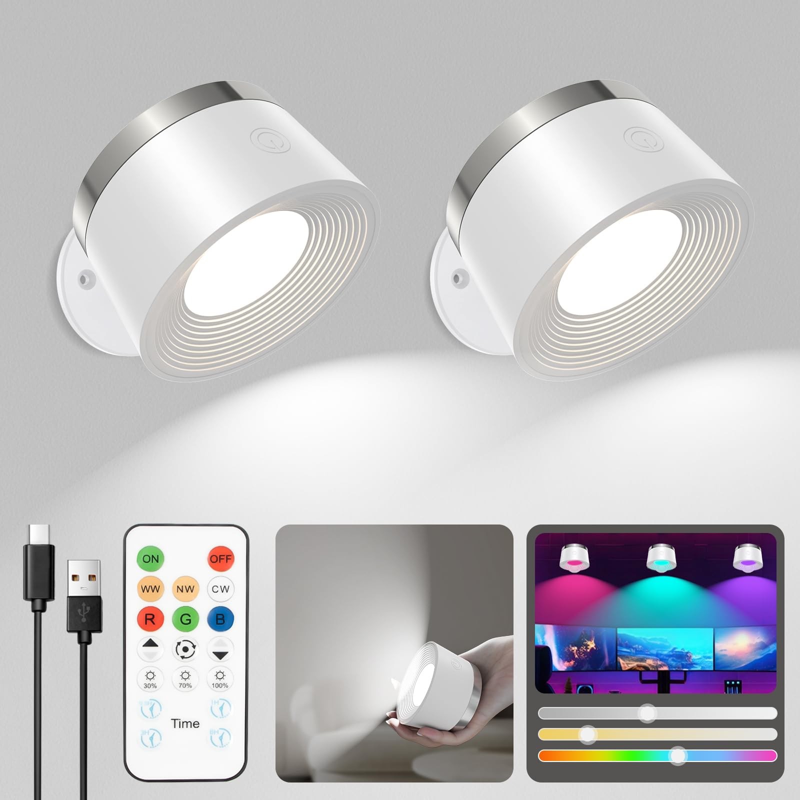 Offerta Set 2 Lampade LED Parete Batteria Senza Fili - Prezzo Shock
