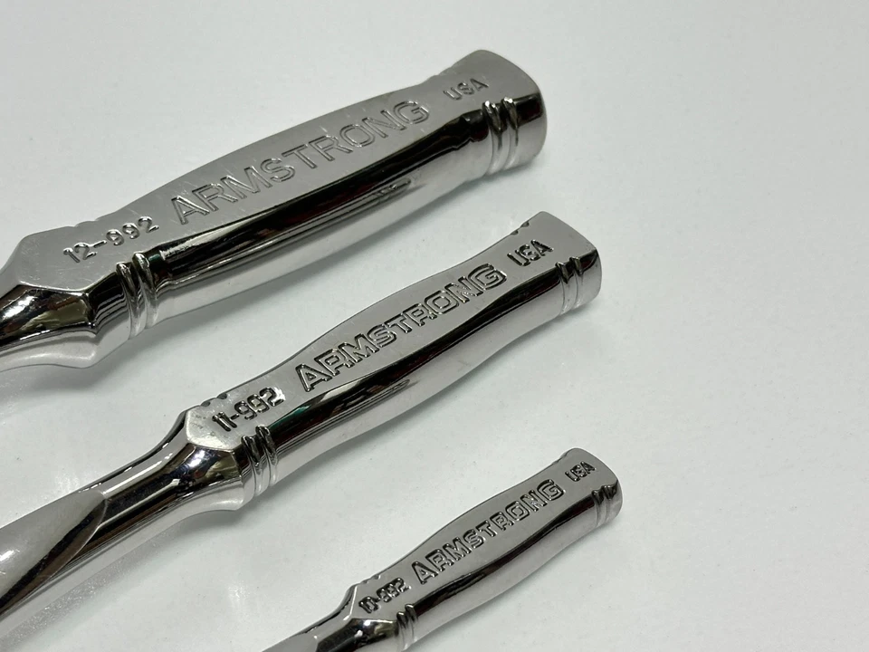 Armstrong Tools USA 3pc Full Polish Chrome Ratchet Set, 1/4", 3/8", 1/2" Drive - Image 4 of 4