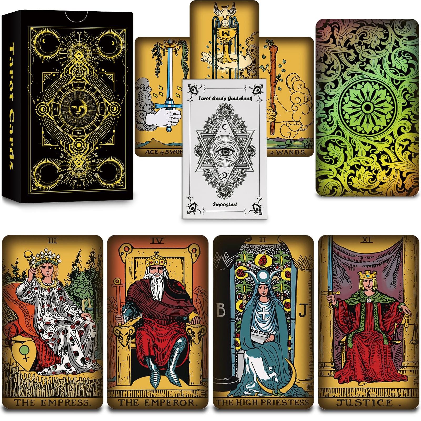 Coffret de Tarot divinatoire 78 cartes avec guide, cadeau idéal ésotérisme