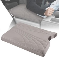 Center Console Armrest Cover for Ford F150 2015-2024 Grey Vegan Leather Cushion