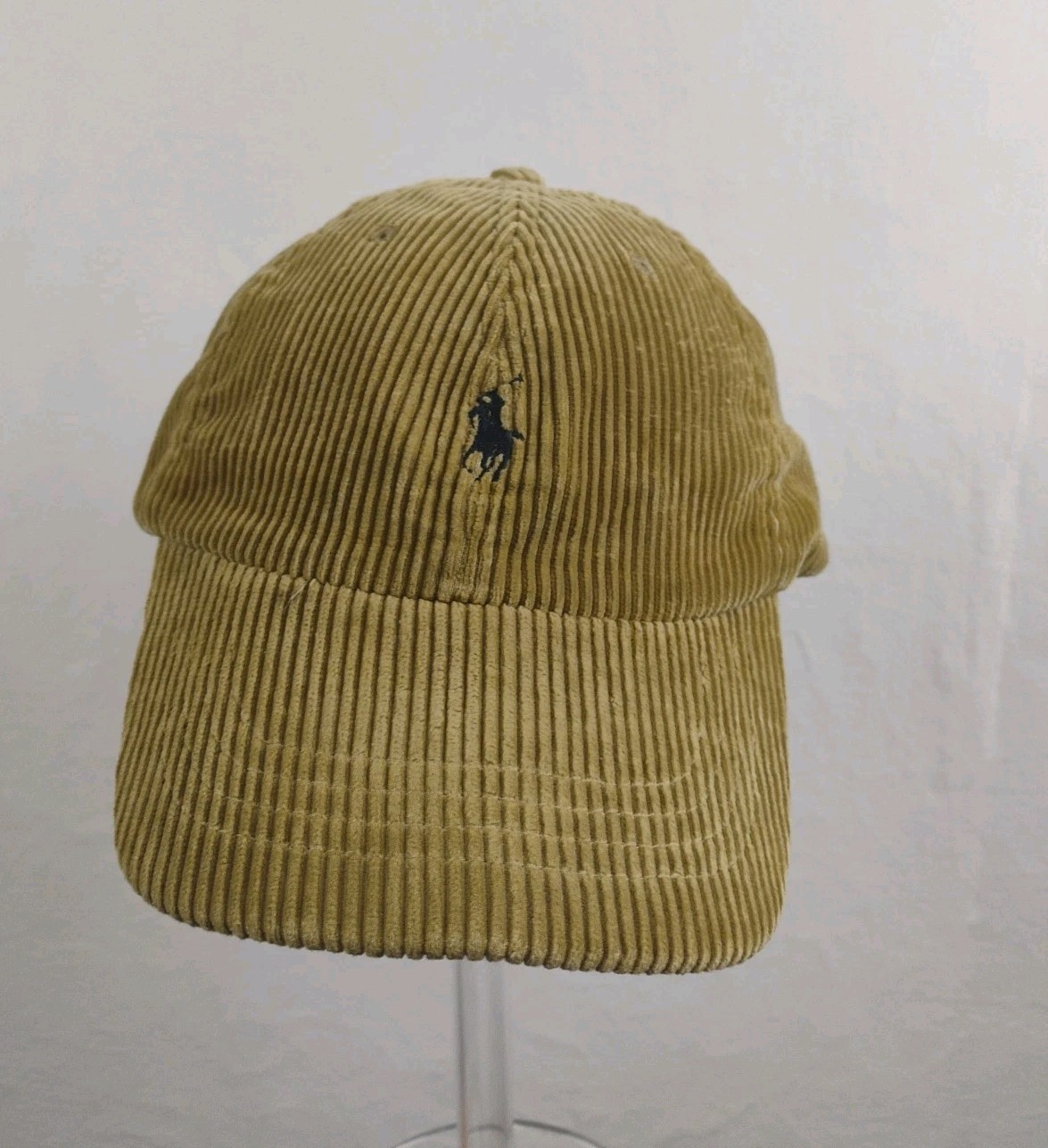 Vintage Polo Ralph Lauren velluto a coste uomo taglia unica berretto beige nero pony