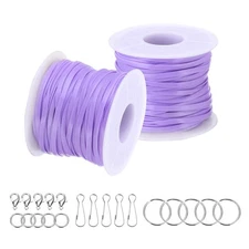 Lanyard String Kit, 2 Rolls Lacing Cord with Accessories, Purple