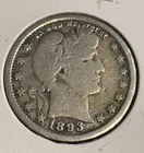 Better Date 1893-S San Francisco Mint Barber 90% Silver Quarter United States
