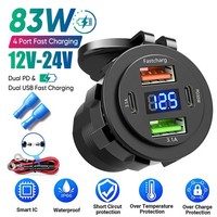 4-Port-Usb Steckdose QC3.0 Usb LadegeräT Buchse 12V 24V FüR Motorrad Auto Kfz