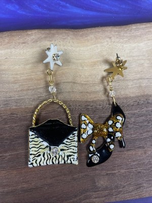 Vintage Lunch At The Ritz Purse And Pump Snack Pierced Earrings 1996