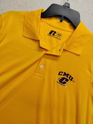 NEW Central Michigan University Performance Polo Russell Yellow Men Medium Chips