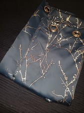 Deconovo - Navy And Silver Twigs - Blackout Eyelet CURTAINS - 52 X 84 Inch