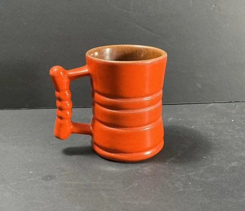Vintage Frankoma Flame  Orange Coffee Mug - C3 - Drip Handle