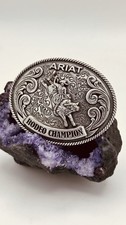 Ariat Rodeo Champion Western Belt Buckle Silver Tone Cowboy Bull Rider