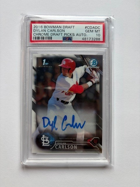 2016 Bowman Draft Chrome 1st Auto Dylan Carlson #CDA-DC PSA 10 Autograph