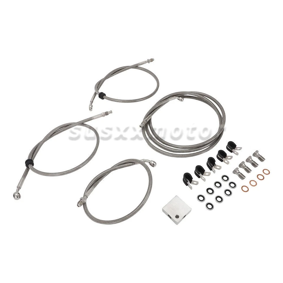 For Arctic Cat 400-1000 XT TRV Front Braided Hydraulic Brake Hose Line Kit Steel - Imagem 4 de 4