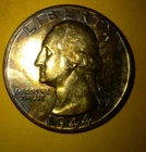 1944-D Washington Quarter / 90% Silver/ AU?/Very Toned from BookShelf collection