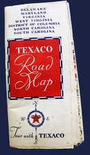 TEXACO OIL SERVICE STATION HIGHWAY ROAD MAP MID ATLANTIC STATES 1936 VINTAGE