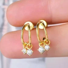 2.20Ct Round Cut Simulated Diamond Fancy Drop Earrings In 14k Yellow Gold Plated