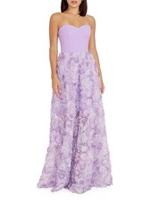 NWT 368 Dress The Population Summer Audrina Floral Appliqu  Gown Lavender M