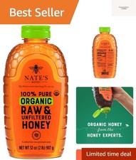 Nate's Organic 100 Pure, Raw  Unfiltered Honey - USDA Certified Organic - 3...