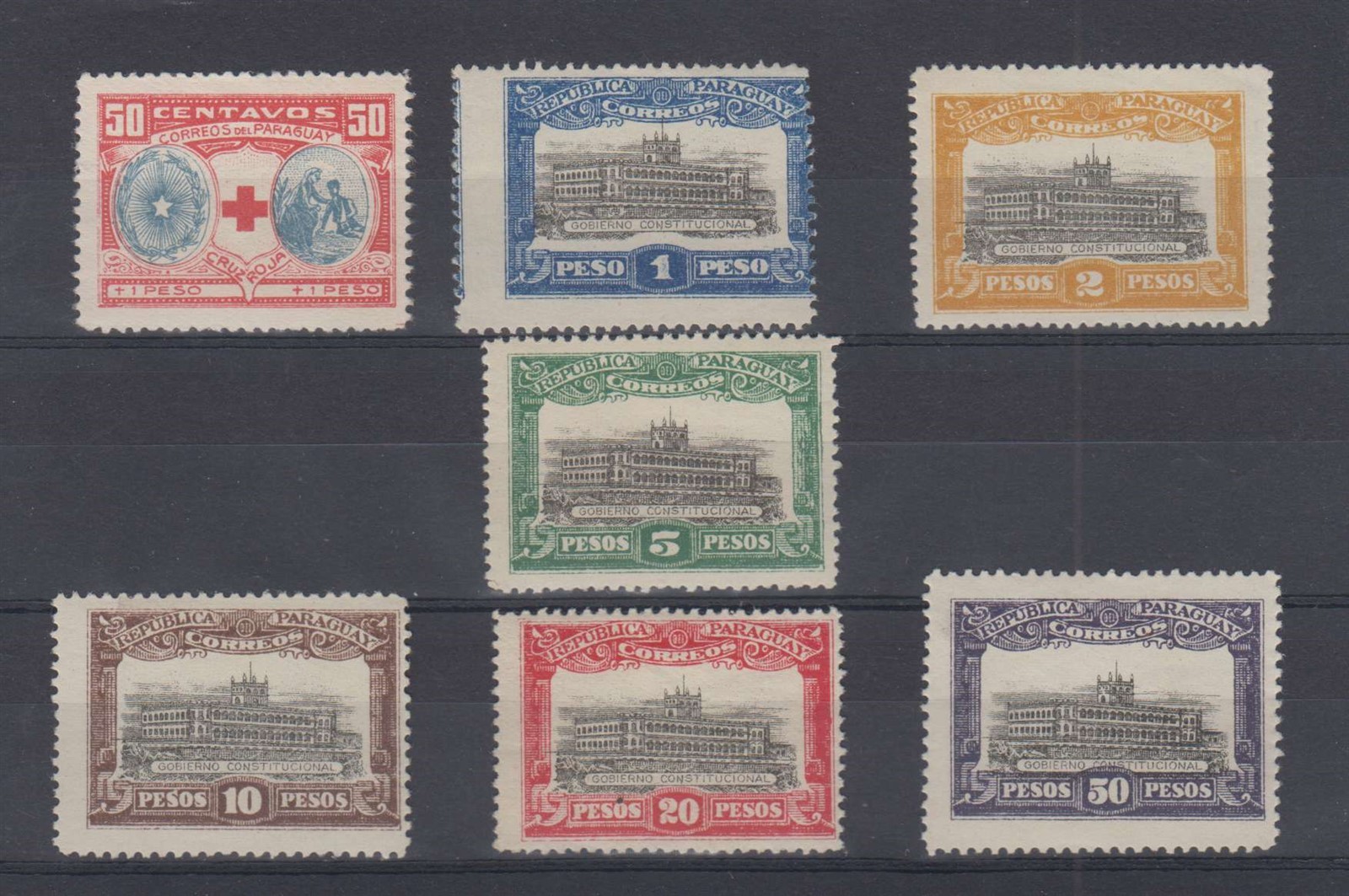 PARAGUAY 1922 REVOLUTIONARY GVMNT Sc Unlisted Kn 1 & 5-10 FULL SETS MINT/MNH