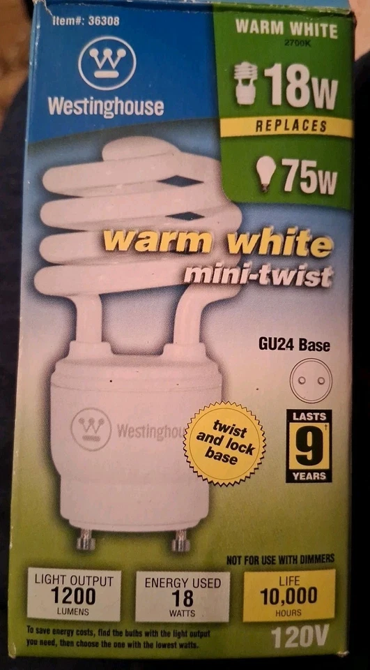 4 Westinghouse #36308 75W GU24 Base Warm White Bulbs - Image 2 of 3