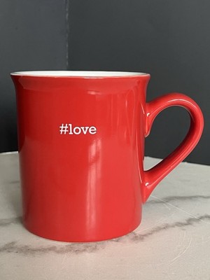  #love  Coffee Mug Tea Cup Red/White # Inside Ceramic Love Your Mug NWOT