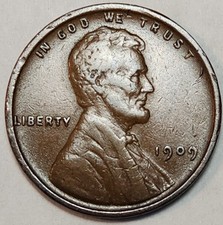 1909 Plain Lincoln Wheat Cent 1C, First Year, Great For Albums - LC-09B5