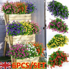 6X Artificial Flowers Fake Flower Out/Indoor For Garden Porch Window Box Plants