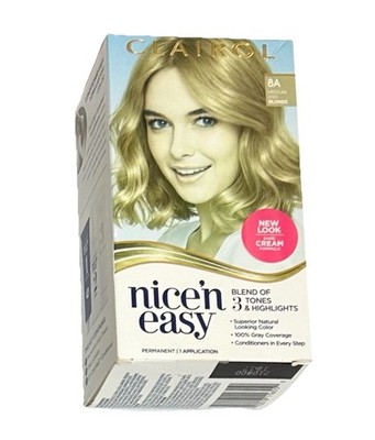 Clairol Nice'NEasy 8A Medium Ash Blonde Permanent Hair Color Gray Coverage - NOS