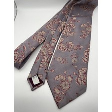 Wembley Vintage Mens Lavender Floral Jacquard Woven Necktie Made in USA