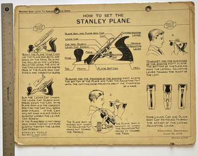 #ad Stanley Tools Instructional Chart How to Set amp; Assemble Double Plane Iron $29.00