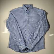 UNTUCKit Slim Fit Blue Gingham Button Down Shirt Mens Small Free Shipping