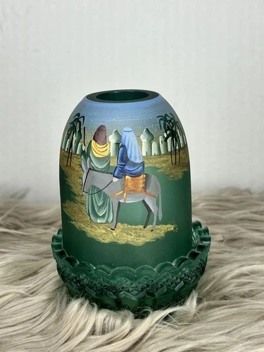 FENTON GLASS CHRISMTAS FAIRY LAMP 1998 BIRTH OF SAVIOR THE ARRIVAL