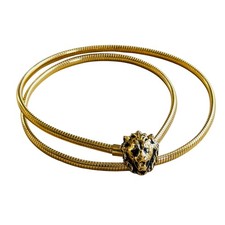 VTG Anne Klein Lion chain Belt Necklace Retro Ribbed Gold Tone 1970s Bold 28"