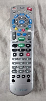 Charter Cable Remote Control Silver TV DVD AUX CBL On Demand AA | Tested & Works