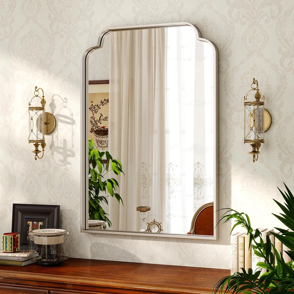 20" x 30" Silver Arch Bathroom Mirror, Wall Mounted Vanity Mirror with Metal ... - Image 3 of 4