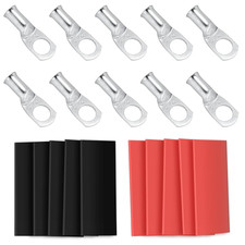 10Pcs 6 AWG - 1/4" Tinned Copper Wire Lugs Ring Terminals, Marine Grade Battery