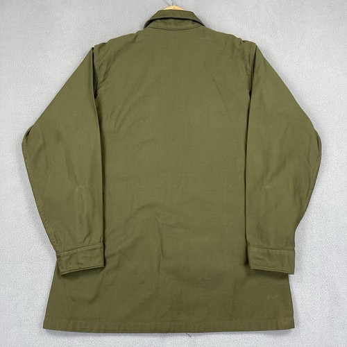 Vintage US Militär Hemd Herren 15,5 grün Satin OG 107 Knopfleiste 80er Tasche - Bild 8 von 12