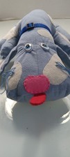 Handmade Puppy Dog. Blue, Plastic eyes. Felt nose. 20x10 in.