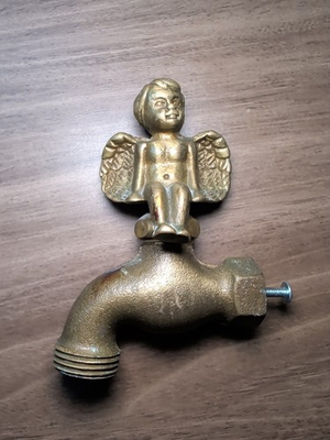 #ad #ad Vintage Brass Angel Cherub Faucet Spigot Decorative Garden Tap Wall Art *Read* $39.99