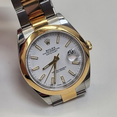 Rolex Datejust 41 mm Steel 18K Yellow Gold Oyster White Automatic Watch 126303