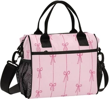 Girls Ribbons Bow Coquette Insulated Lunch Bag Pink Kids Lunch Bags Women Tote B