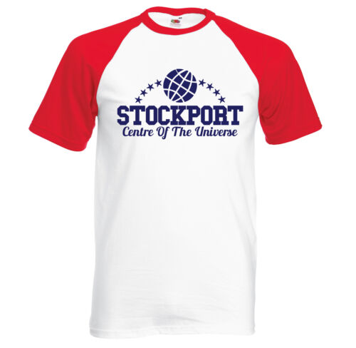Stockport - Centre Of The Universe - Retro kurzarmiges Baseball-T-Shirt - Bild 1 von 3