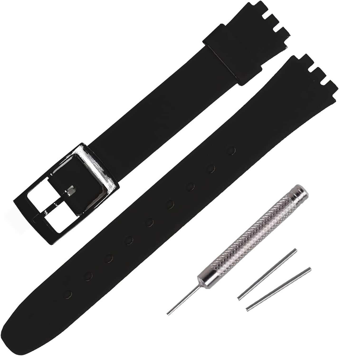 Correa de reloj/correa de reloj de goma de silicona de 12 mm de repuesto para Swatch (negro)|Swatc