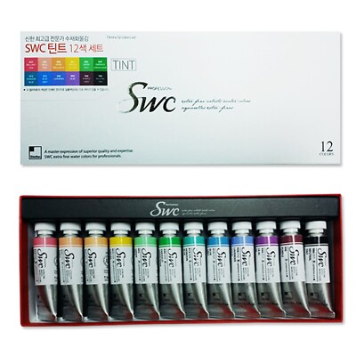 Shinhan SWC Watercolor Paint Tint Colors 12 Set 15ml Soft Pastel Korean Art